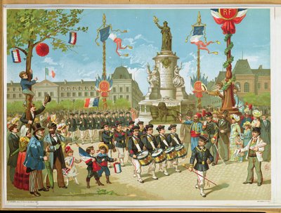 March-Past in the Place de la Republique, 14th July 1880 by French School